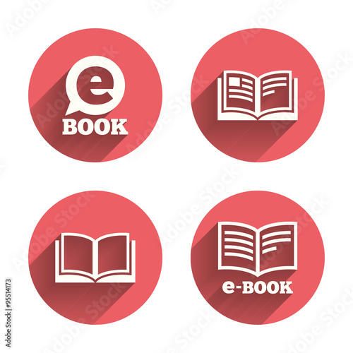 Electronic book signs. E-Book symbols.