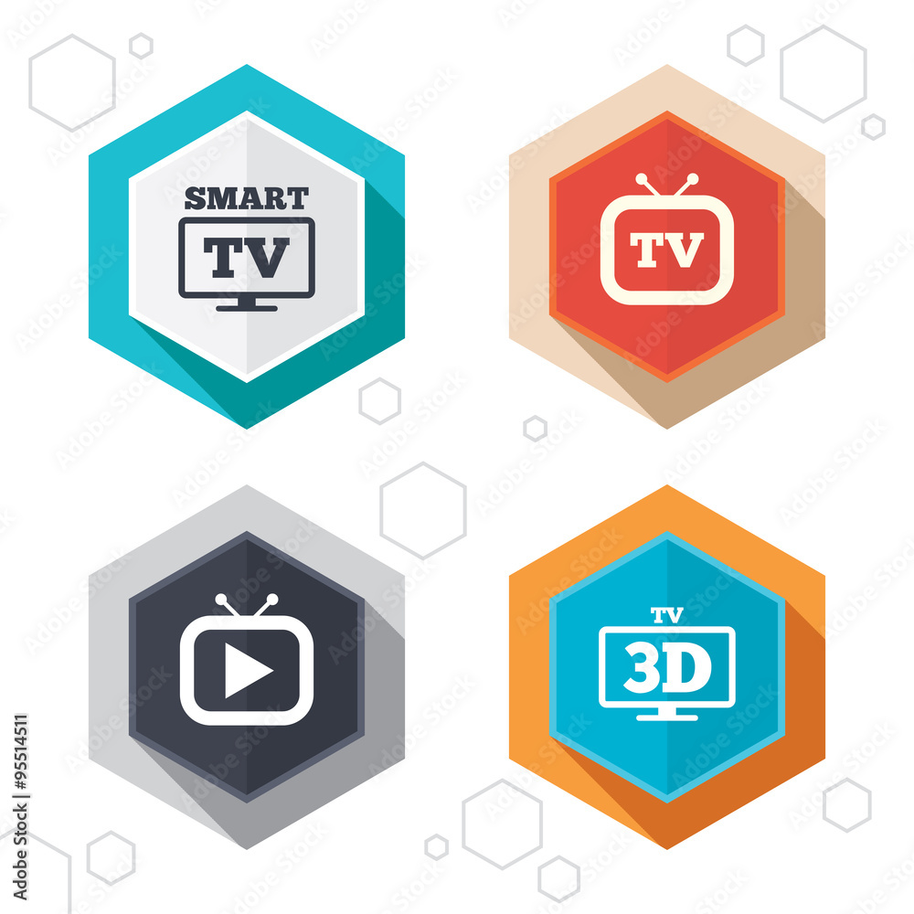 Smart 3D TV mode icon. Retro television symbol. Smart 3D TV mode icon. Retro television symbol.