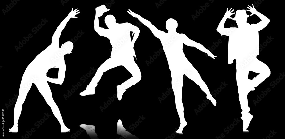 Silhouettes of dancers in dancing concept Silhouettes of dancers in dancing concept