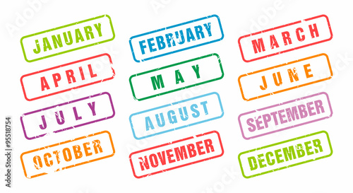 Vector Monthly Rubber Stamp