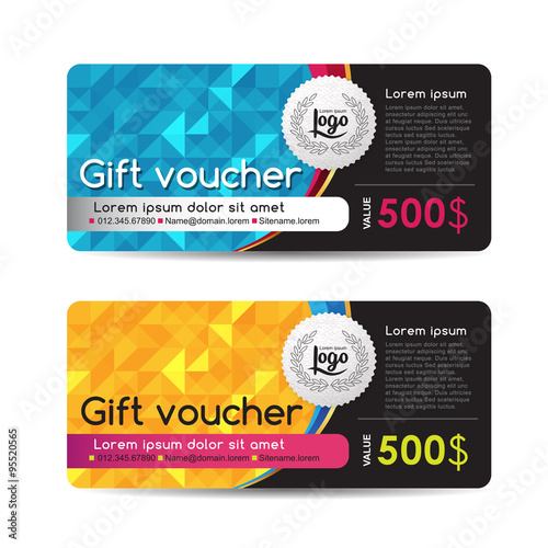 Gift voucher template with colorful pattern,Vector illustration