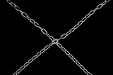 Metal chain isolated on black. Symbol of ban