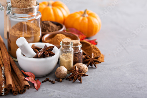 Fototapeta Naklejka Na Ścianę i Meble -  Homemade mix of spices in a jar
