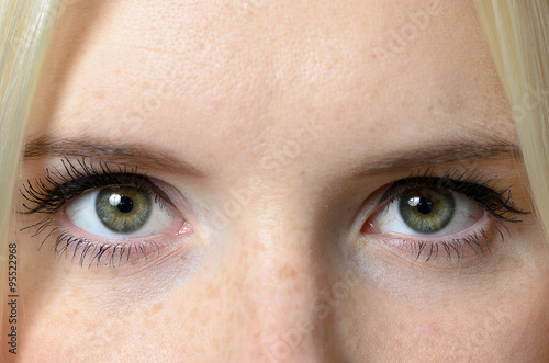 Bare Eyes of a Woman Staring at the Camera