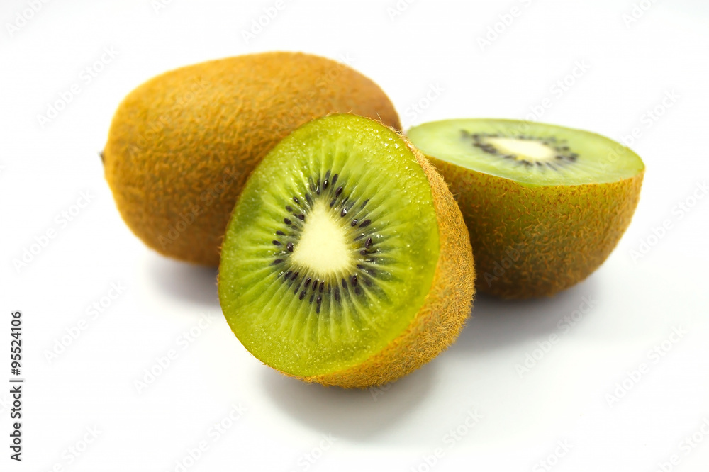 Kiwi fruit isolated on white background, macro Kiwi fruit isolated on white background, macro
