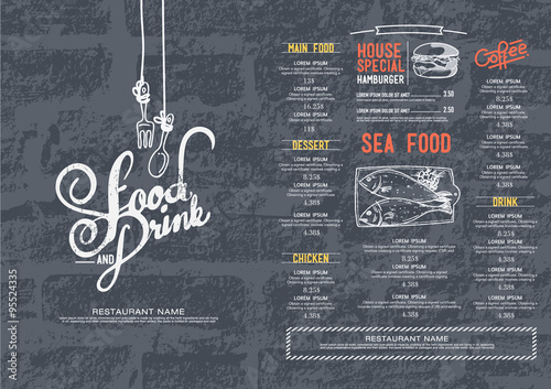 Restaurant cafe menu
