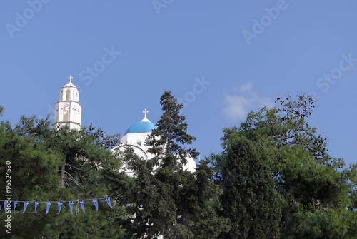 traditional greece church in exo gonia on santorini