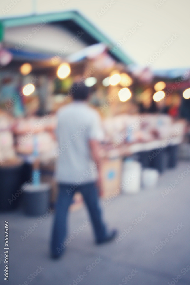Blurred of asia market