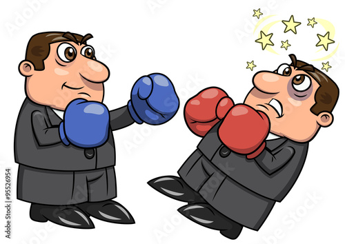 Businessman is punching competitor 2