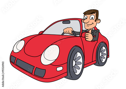 Businessman driving car