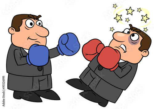 Businessman is punching competitor