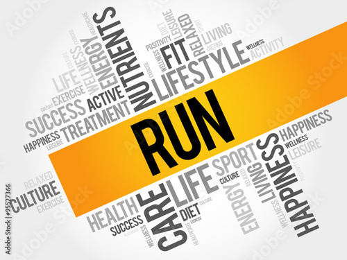 RUN word cloud, fitness, sport, health concept #95527366