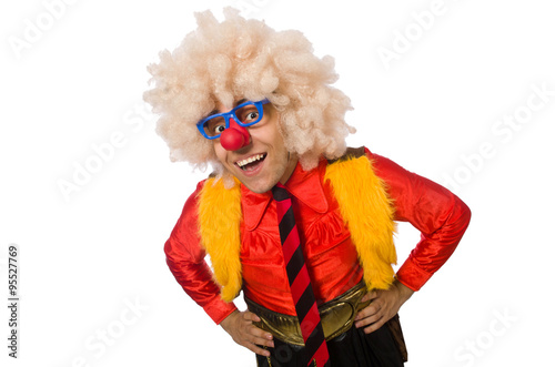 Funny clown in fun concept isolated on white