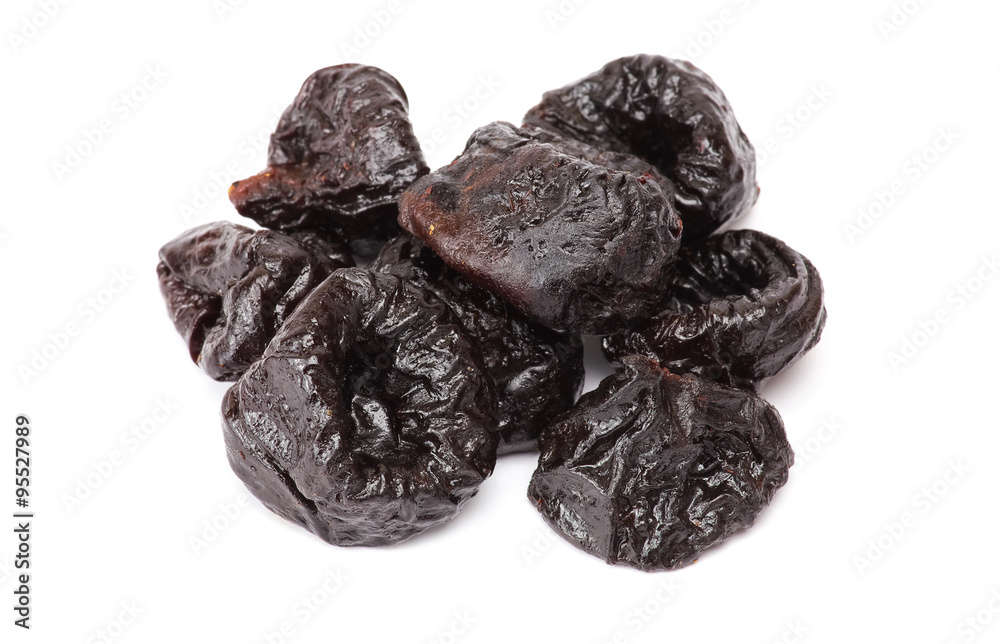 Dried plum - prunes, isolated on a white background. Dried plum - prunes, isolated on a white background.