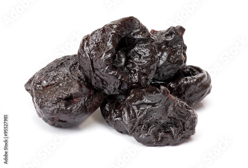Dried plum - prunes, isolated on a white background. 