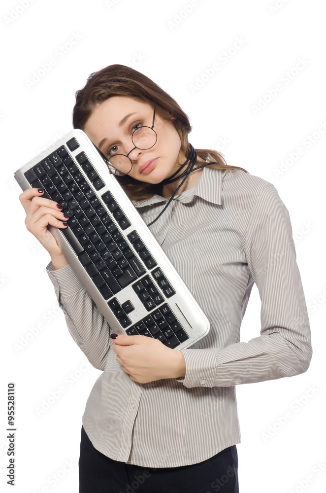 Young businessman in funny concept on white Young businessman in funny concept on white