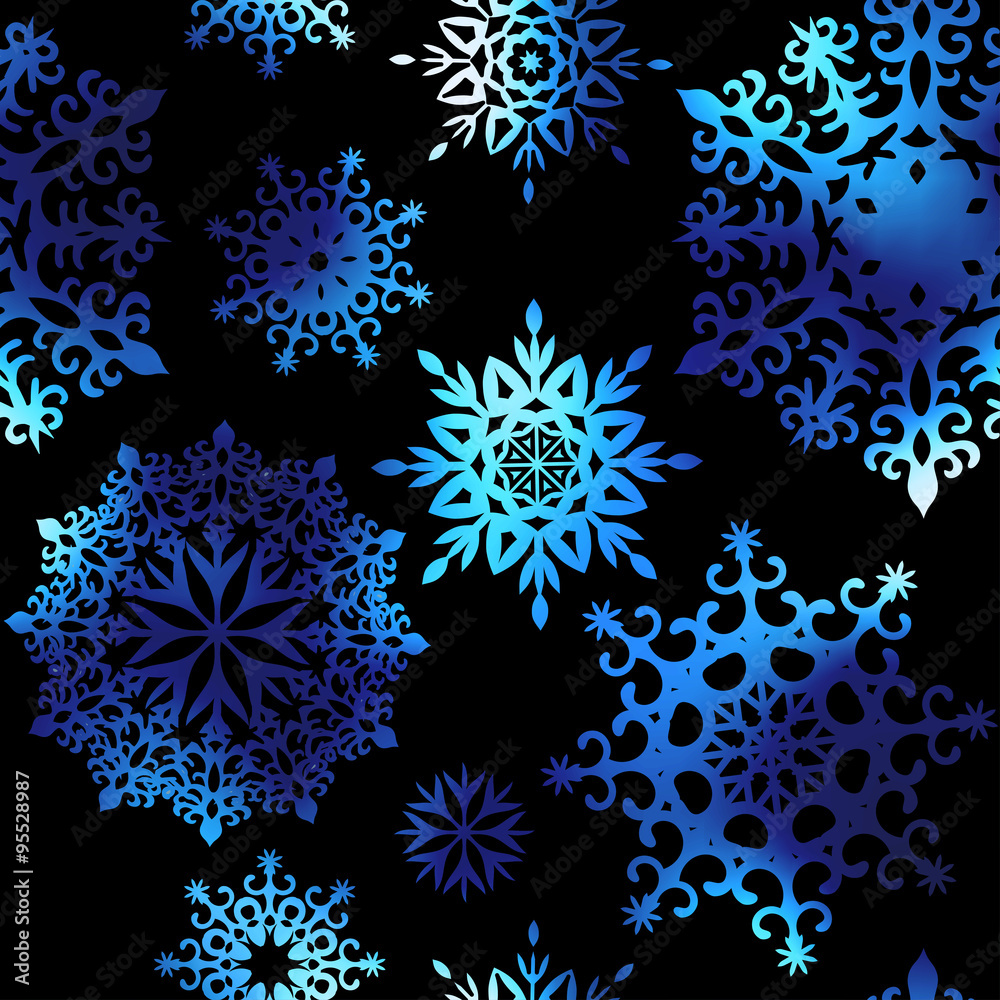Snowflakes on black background. Snowflakes on black background.
