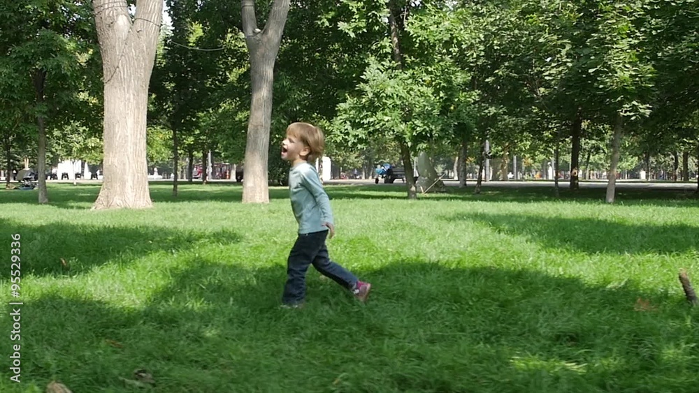 daughter happily running towards her mom. Slow motion daughter happily running towards her mom. Slow motion