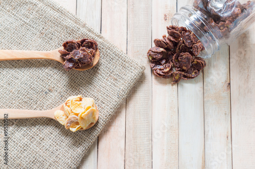 Chocolate cornflake and white chocolate cornflake.