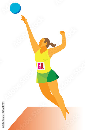 Netball. Young woman. Goalkeeper.