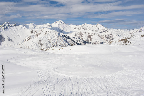 Panoramic view down a mountain valley