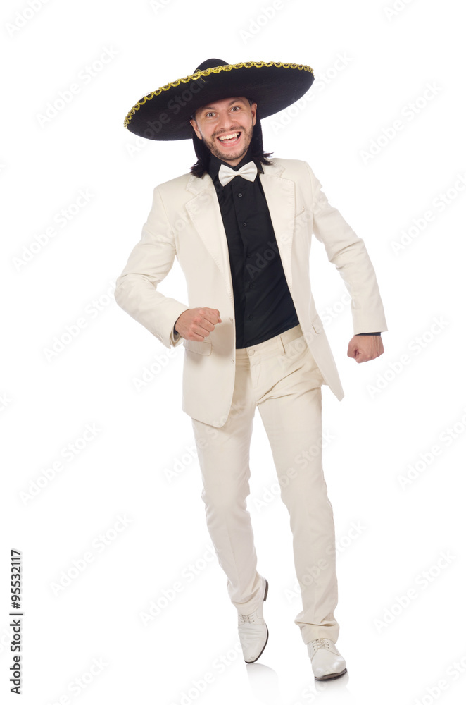 Funny mexican in suit and sombrero isolated on white Funny mexican in suit and sombrero isolated on white