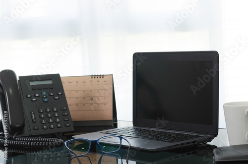 Equipment on desktop in office