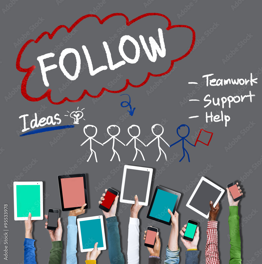 Follow Track Subscribe Social Media Concept Follow Track Subscribe Social Media Concept