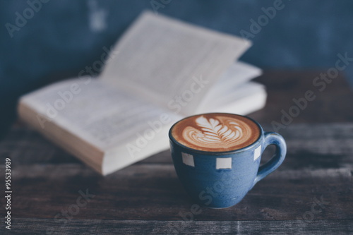 coffee latte and book