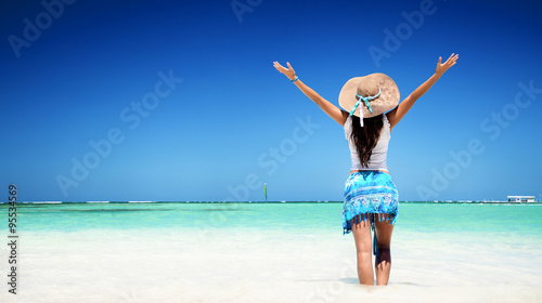 Young lady relaxing on a beach