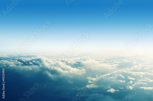 Panorama cloudscape  above the clouds in the sky
