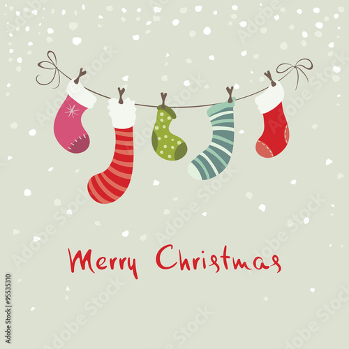 Christmas background, postcard -- сhristmas stockings for gifts