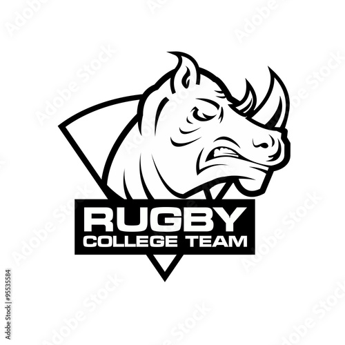 rhino head sport logo. Rugby badge template