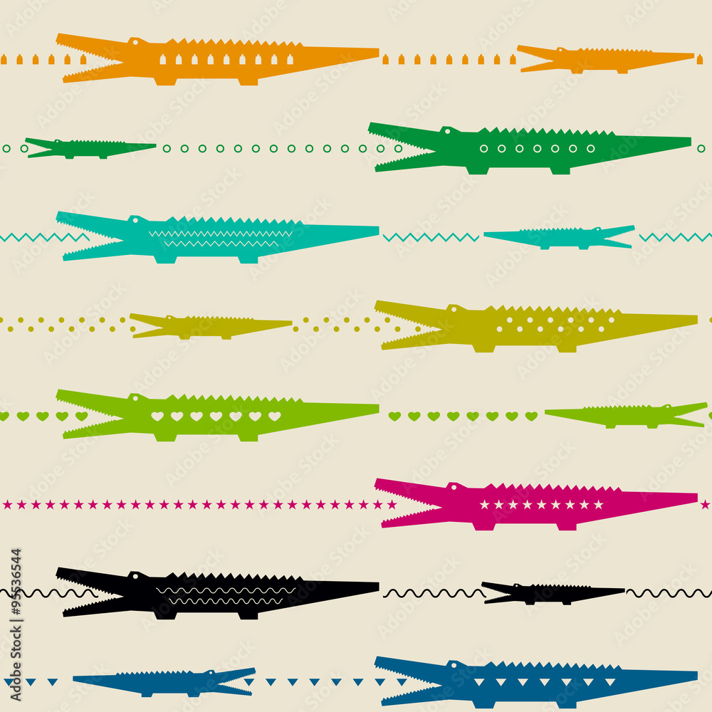 Zoo pattern with crocodiles