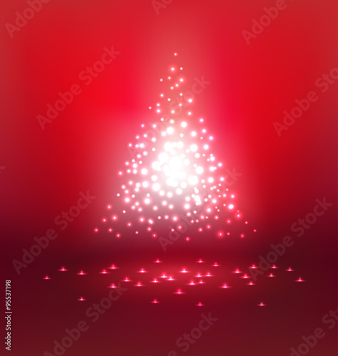 Abstract magic Light on red background for Christmas