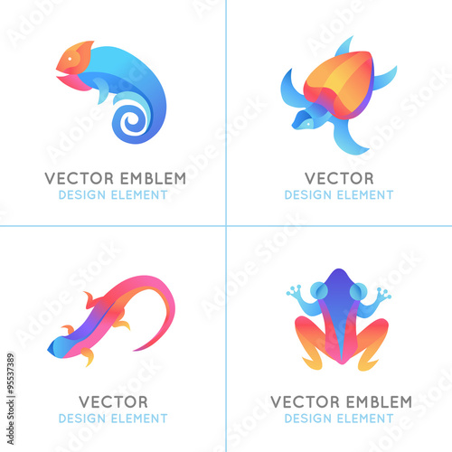 Vector set of logo design templates in bright gradient colors