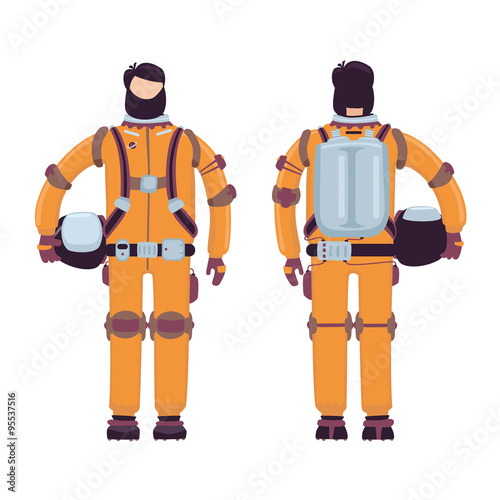 Astronaut. Isolated on white man with a suit and helmet.