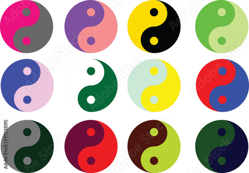 Yin Yang  in multicolor