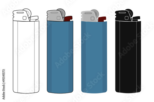 Disposable pocket gas lighters icons set