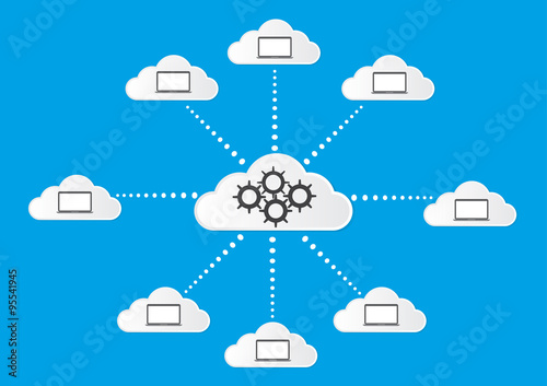 Vector illustration of cloud computing service concept device co