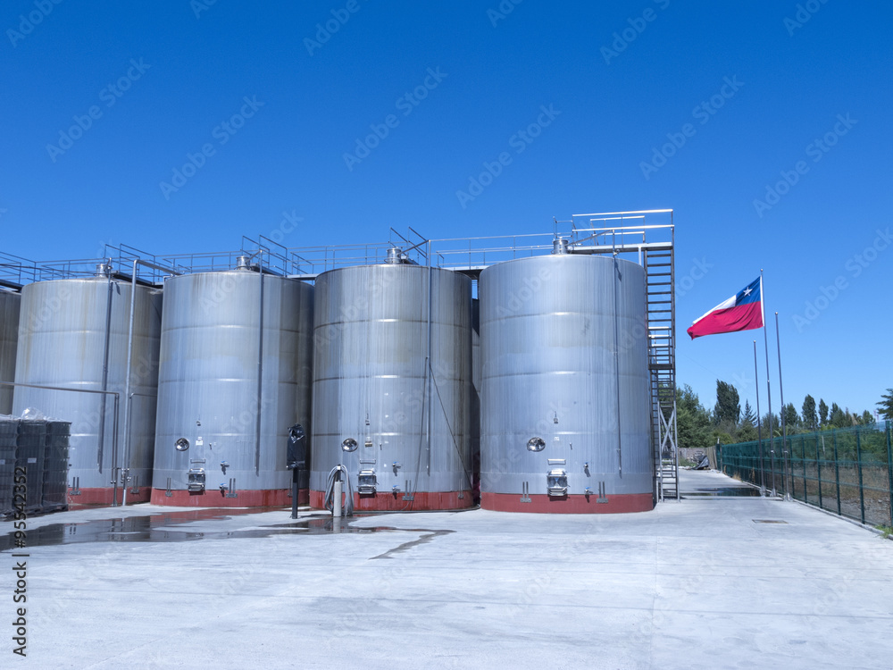 Obraz premium some wine metallic fermentation tanks