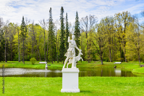 a Beautiful statue in the city Park in Oranienbaum (Lomonosov), St. Petersburg, Russia.