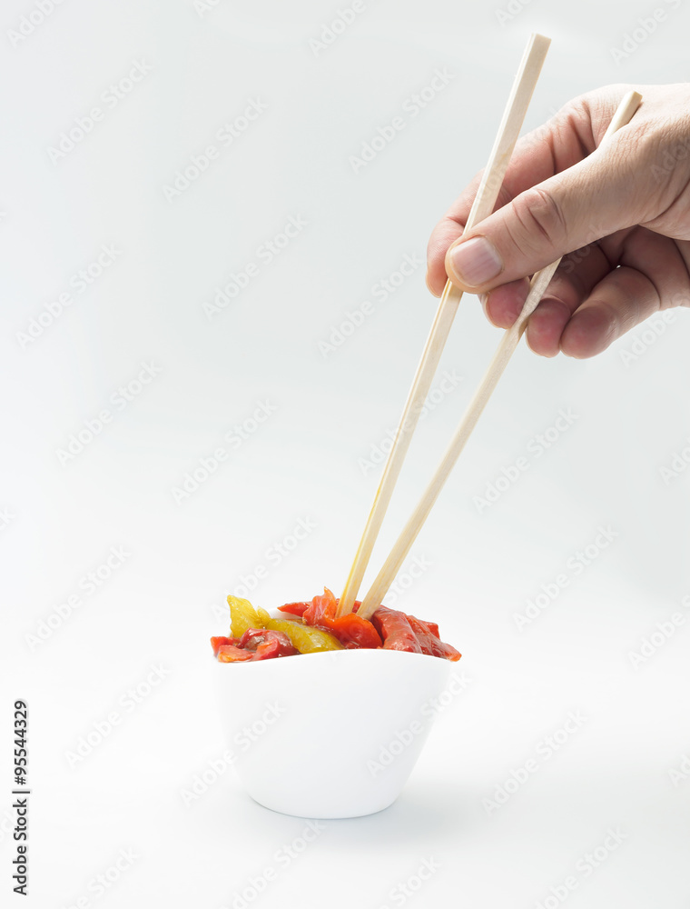 Eating With Chopsticks a roasted pepper salad. Fusion style Eating With Chopsticks a roasted pepper salad. Fusion style