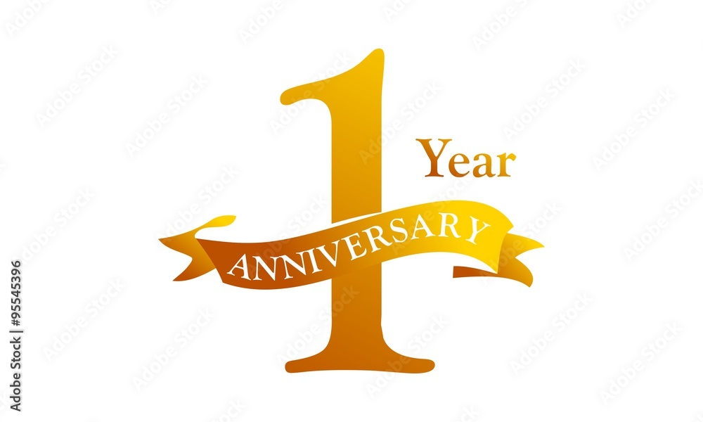 1 Year Ribbon Anniversary Stock Vector | Adobe Stock