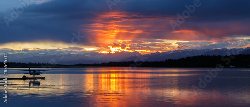 Sunrise at Homer Alaska over Beluga lake photo