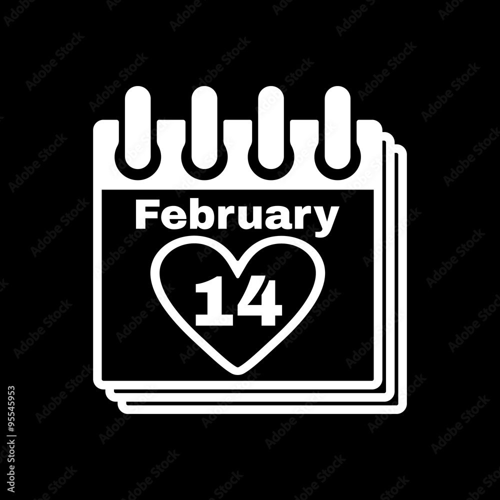 The calendar icon. Valentines day symbol. The calendar icon. Valentines day symbol.