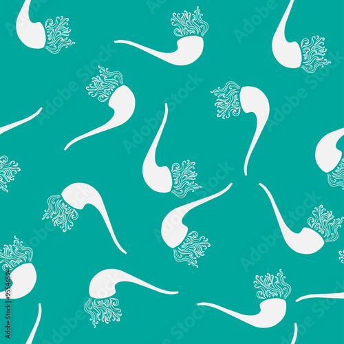 tobacco pipe with smoke seamless pattern