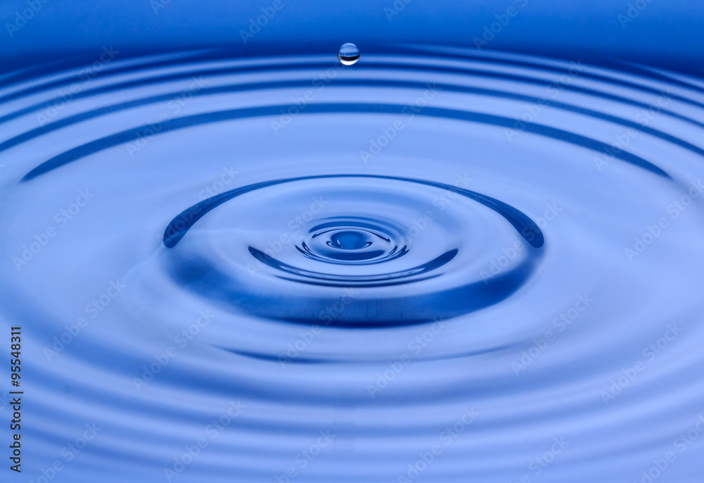 Water drops closeup on a blue background. Water drops closeup on a blue background.