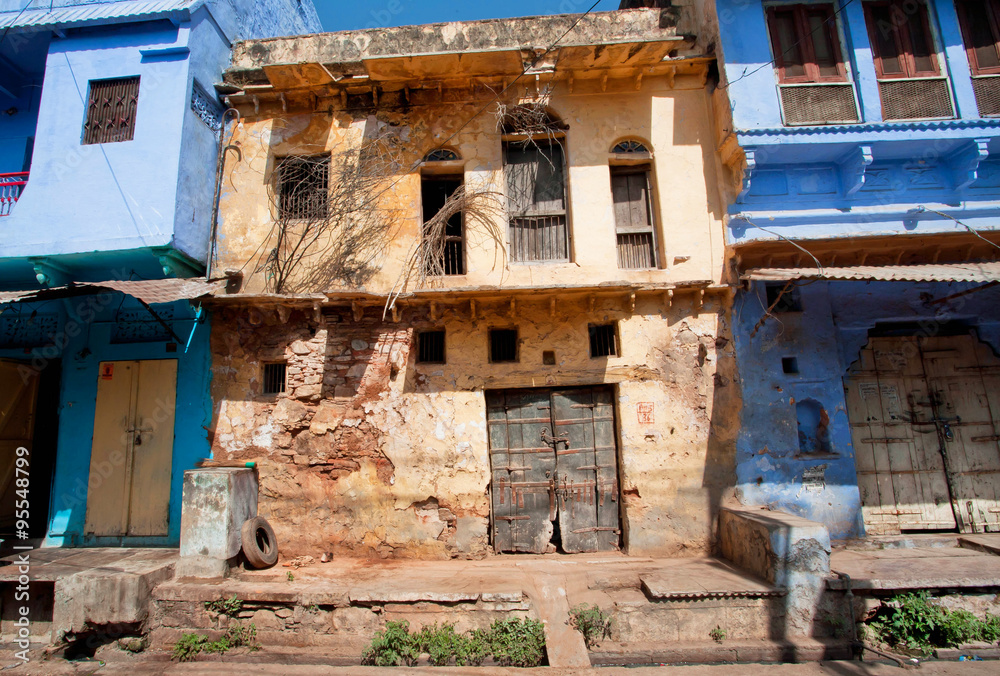 Rustic walls of abandoned houses in India