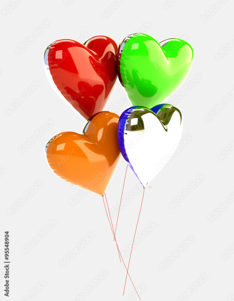 Shiny balloons on a grey background. 3D illustration. render Stock